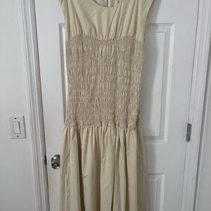 Anthropologie Cream Midi Dress